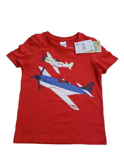 C&A T-Shirt rot Flugzeuge Gr. 116 *neu*