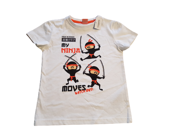T-Shirt weiß Ninja Gr. 116 *neu*