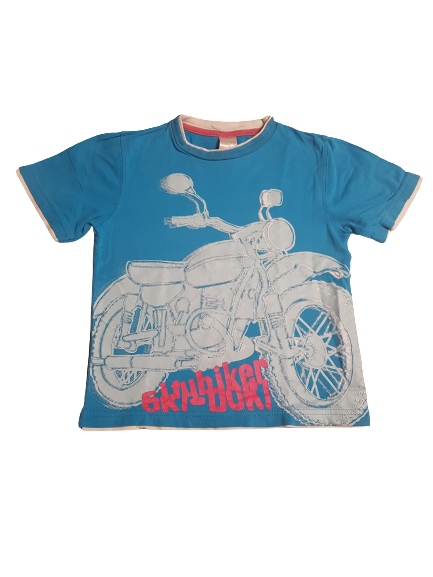 C&A T-Shirt blau Motorrad Gr. 110/116