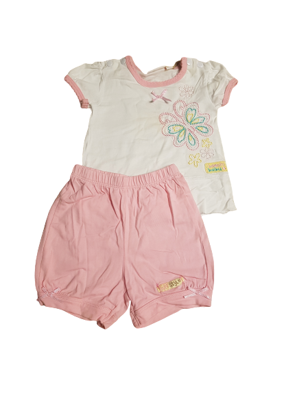 Set T-Shirt + Shorts weiß rosa Schmetterling Gr. 56