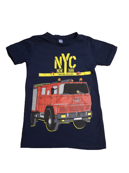 T-Shirt blau Feuerwehr Gr. 128