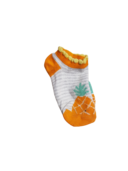 Sneaker Socken grau orange Ananas Gr. 19/22