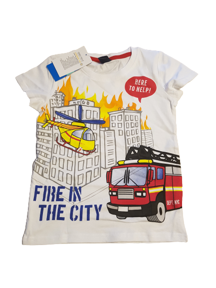 T-Shirt weiß Feuerwehr Gr. 110 *neu*