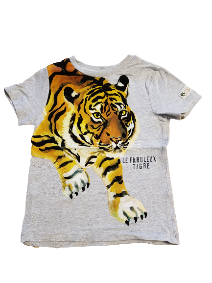 H&M T-Shirt grau Tiger Gr. 110/116
