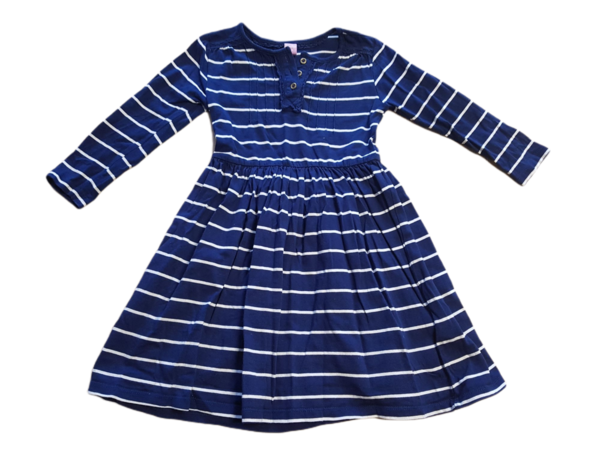 Kleid langarm blau weiß gestreift Gr. 98