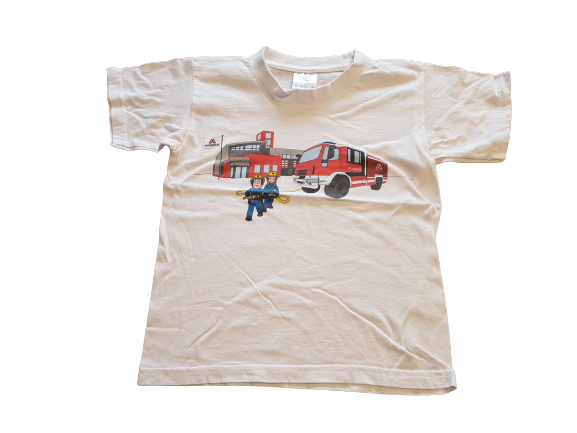 T-Shirt weiß Feuerwehrmann Sam Gr. 110/116