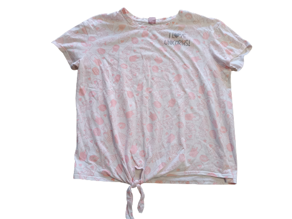 T-Shirt weiß Einhörner rosa Gr. 158