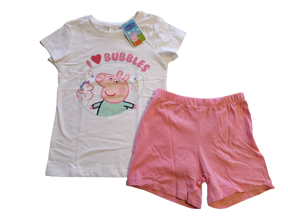 Shorty Sommerschlafanzug weiß rosa Peppa Pig Gr. 86/92 - 122/128 *neu*